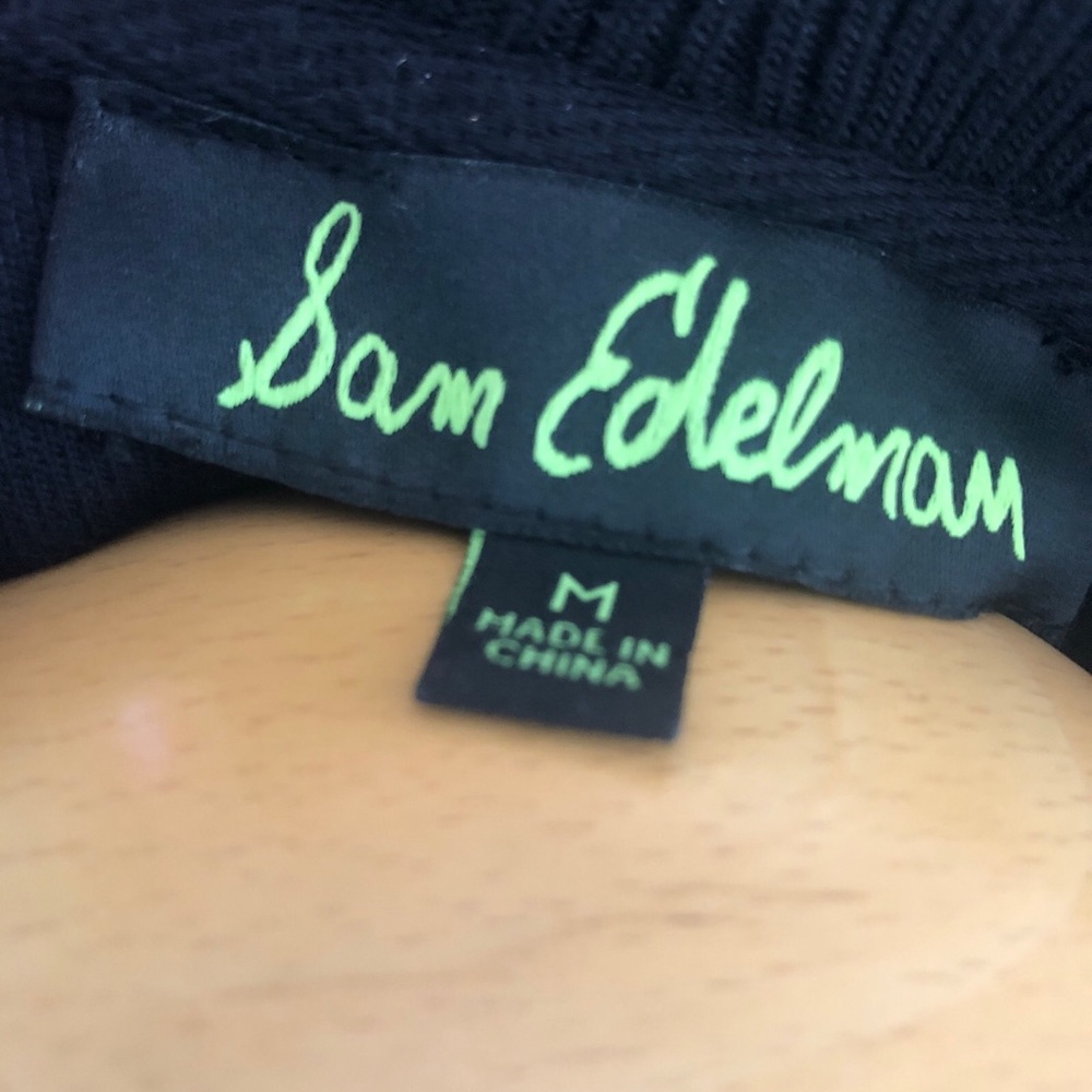 Sam Edelman Crewneck Sweater Size Medium Black Quilt Floral Plaid‎ - Picture 5 of 6